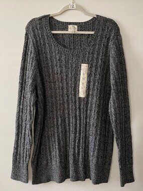 NWT St. John's Bay Womens Gray Classic Cable Knit Long Sleeve Sweater Size 3X